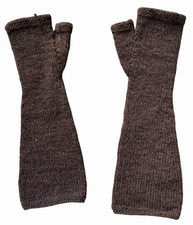 Hand Knit Wool Fingerless Gloves Mitts Long Arm Warmers Historical Reenactment