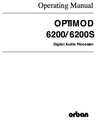 ORBAN OPTIMOD 6200 6200S DIGITAL AUDIO PROCESSOR OPERATING MANUAL on CD-ROM