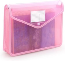 Plastic Expanding File Folder, Fit Letter/A4 Size, Pink, 1 Pack  Transparent