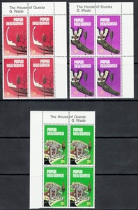 Papua New Guinea Scott 495 - 497 (blocks of 4) in MNH Condition