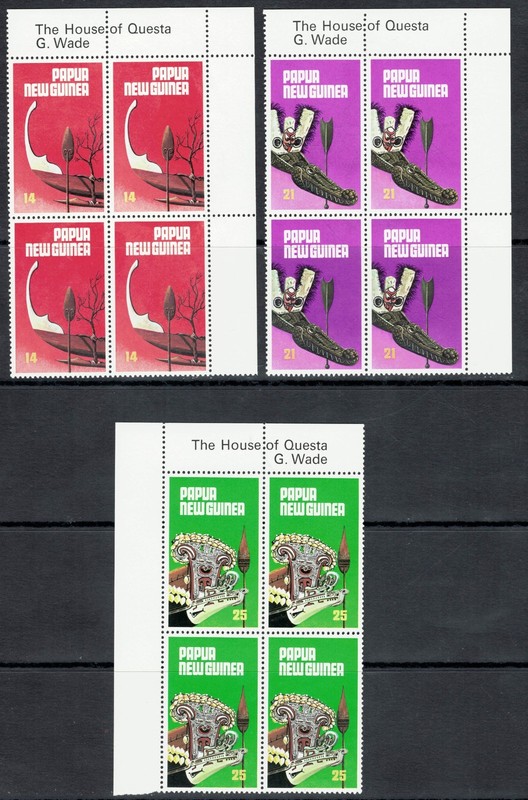 Papua New Guinea Scott 495 - 497 (blocks of 4) in MNH Condition