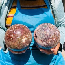 7.12LB 2pcs Natural aquatic plant agate ball, water grass moss agate ball