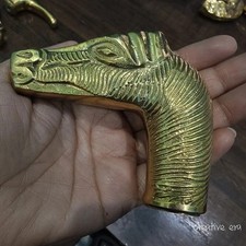 Brass Horse Head Cane Handle – Vintage Style Walking Stick Handle – Decorative
