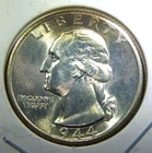 1944 D ** Washington Quarter ** Beautiful Color ** Superb Gem BU ** Album Toned
