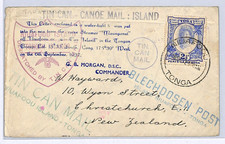 TONGA TOGA Cover TIN CAN CANOE MAIL Niuafoou New Zealand Auckland 1937 WY280
