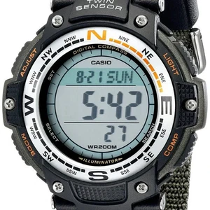 CASIO TWIN SENSOR SGW-100B-3V COMPASS ,THERMOMETER 200M WATER RESISTANT WATCH
