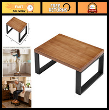Portable Wooden Step Stool for Bed, Small Solid Stool with Iron Frame, Home Use
