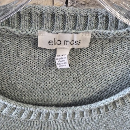 ​Ella Moss Sage Green Knit Crewneck Sweater - Size XL - Soft Texturized Knit - Bild 3 von 9