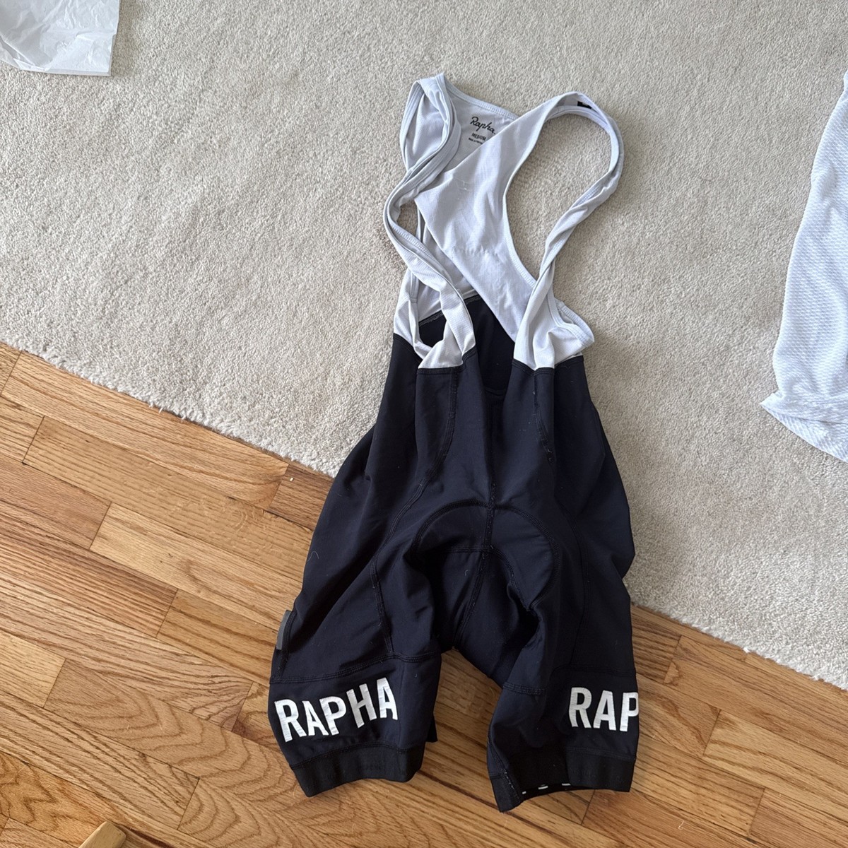 Rapha Pro Team Bib Shorts Mens Medium Black White Cycling Training