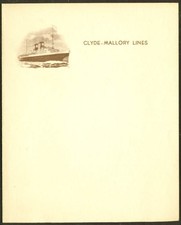 Clyde-Mallory Steamship Lines on-board note paper 1930s