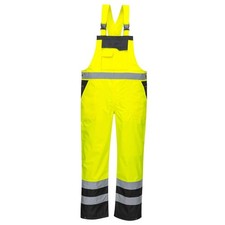 Portwest Waterproof Hi Vis Safety Overalls, Contrast Bib and Brace Breathable Wo