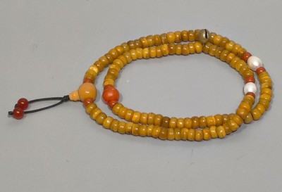 Wonderful Tibet 108P Vintage Old Buddhist Antelope Bone Mala Prayer Bead Amulet