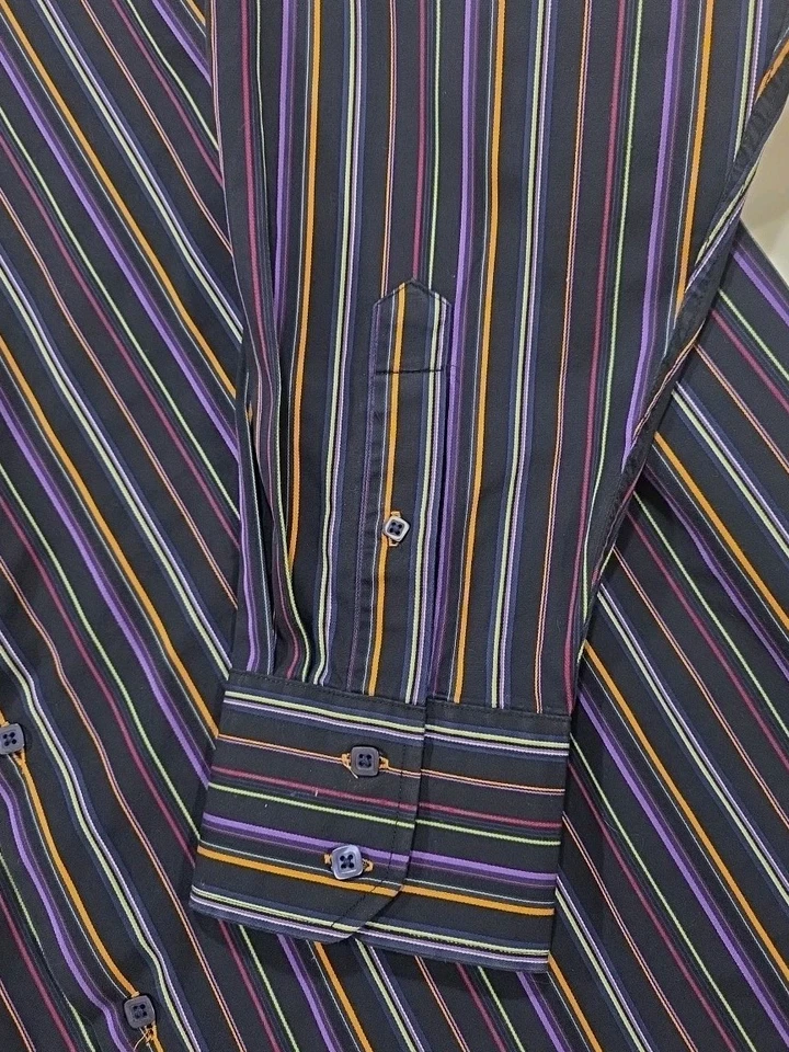 Camisa de manga larga Luchino Visconti Red Label negra colorida a rayas para hombre - 2XL Foto 2 de 4