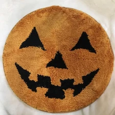 NEW Fluffy JACK O LANTERN ACCENT RUG 24" Halloween Pumpkin Bath Mat Carpet