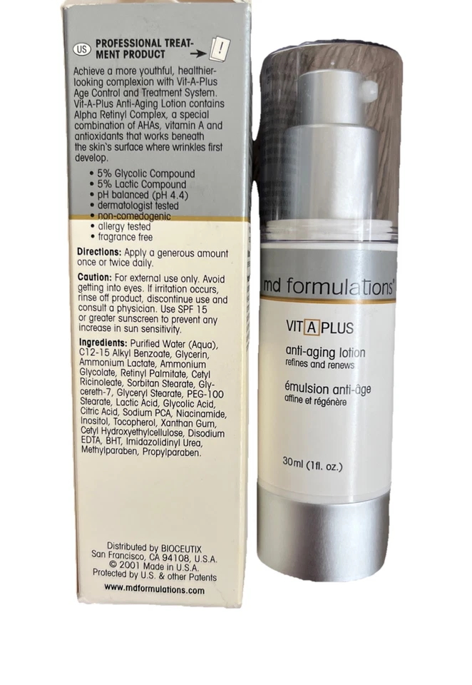 MD FORMULATIONS Vit A Plus loción antienvejecimiento 1 fl oz NOS Foto 2 de 2