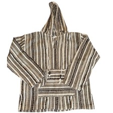 Unisex Baja Hoodie Striped Pullover Hooded Poncho