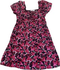 Womens Madden NYC Size LARGE Multi Color Heart Balloon Sleeve Dress.