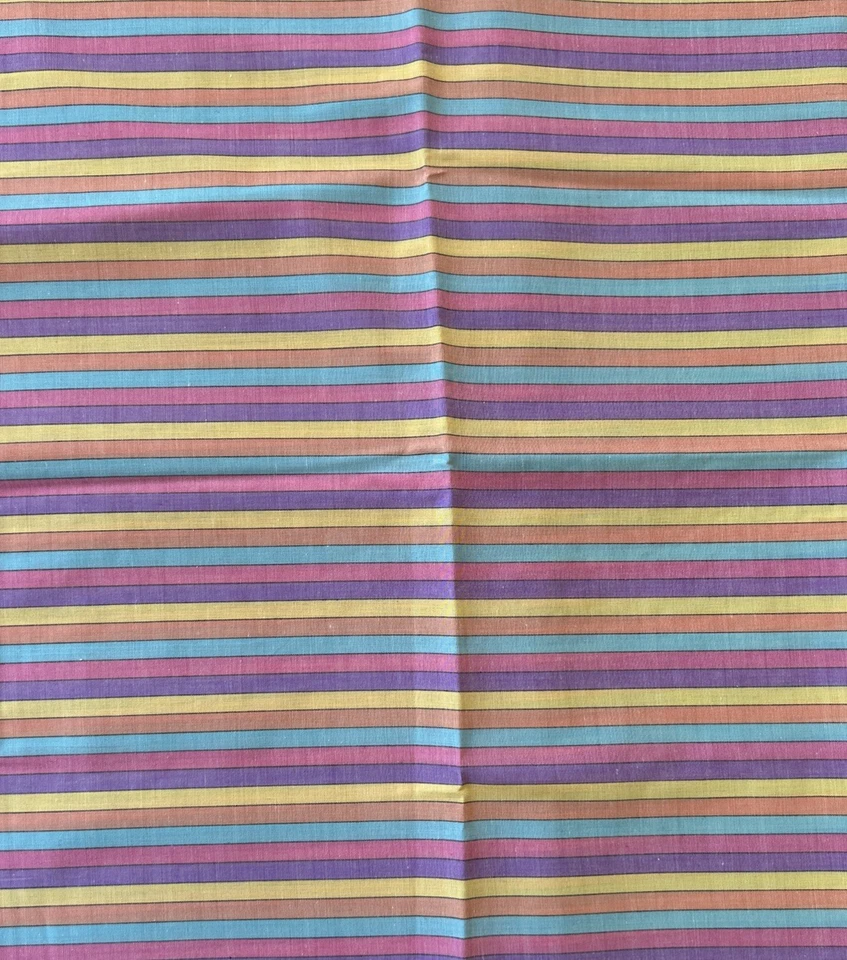 Vintage Fabric 2 Yards 46” Wide 70’s/80’s Easter Striped Thin Woven Cotton - Image 2 of 2