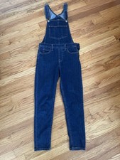 Vintage LEVIS Bibs Overalls Denim Blue Adjustable Sz 27 Side Zipper Great Shape