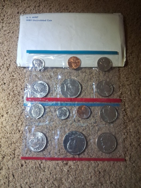 1980 - Toning,  P,D,&S Uncirculated US Mint Coin Set in OGP