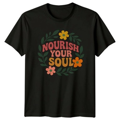 Nourish Your Soul Damen T-Shirt Boho Style Wellness Geburtstag Geschenk für Sie