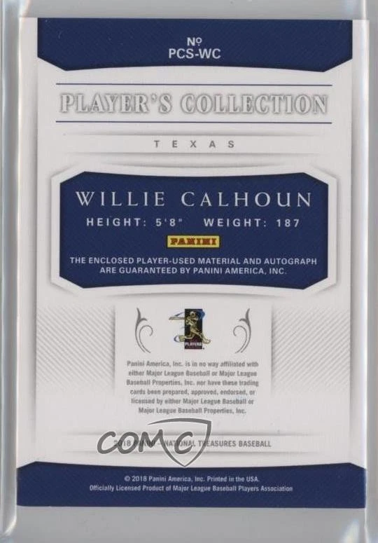 2018 Panini National Treasures Holo Silver /10 Willie Calhoun Rookie Auto RC - Image 2 of 2