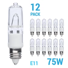 12 Pack S3157 75Q/CL/MC Bulb 75W 120V T4 Mini Candelabra E11 Clear 2900K