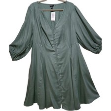 Torrid NWT Dark Forest  Brushed Flannel Button Front Skater Dress Sz 1, 1X 14-16