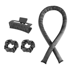 No-Heat Curling Rod Headband Heatless Lazy Hair Curler with Clips  deep grey