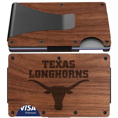 Texas Longhorns Custom Genuine Cherry Wood Engraved RFID Blocking