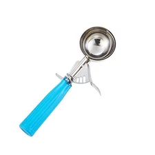 Ergonomic Blue Handle Scoop, 2oz Stainless Steel, Effortless Portioning