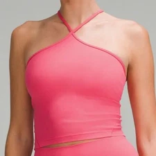 Lululemon athletica T strap tank Glaze Pink Sports Bra Halter Style NWT size 6