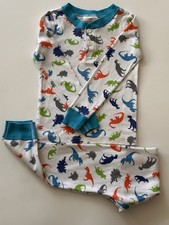 Hanna Andersson Kids Long Johns PJS Age 4 Size 100 Colorful Dinosaurs Preloved