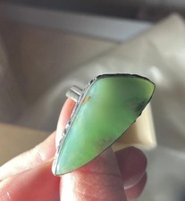 Natural Green Chrysoprase Ring Size 9 925 Silver