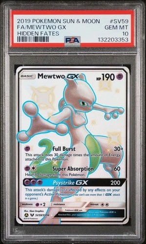 Pokemon Mewtwo GX Hidden Fates Shiny Vault #SV59 PSA 10 Gem Mint