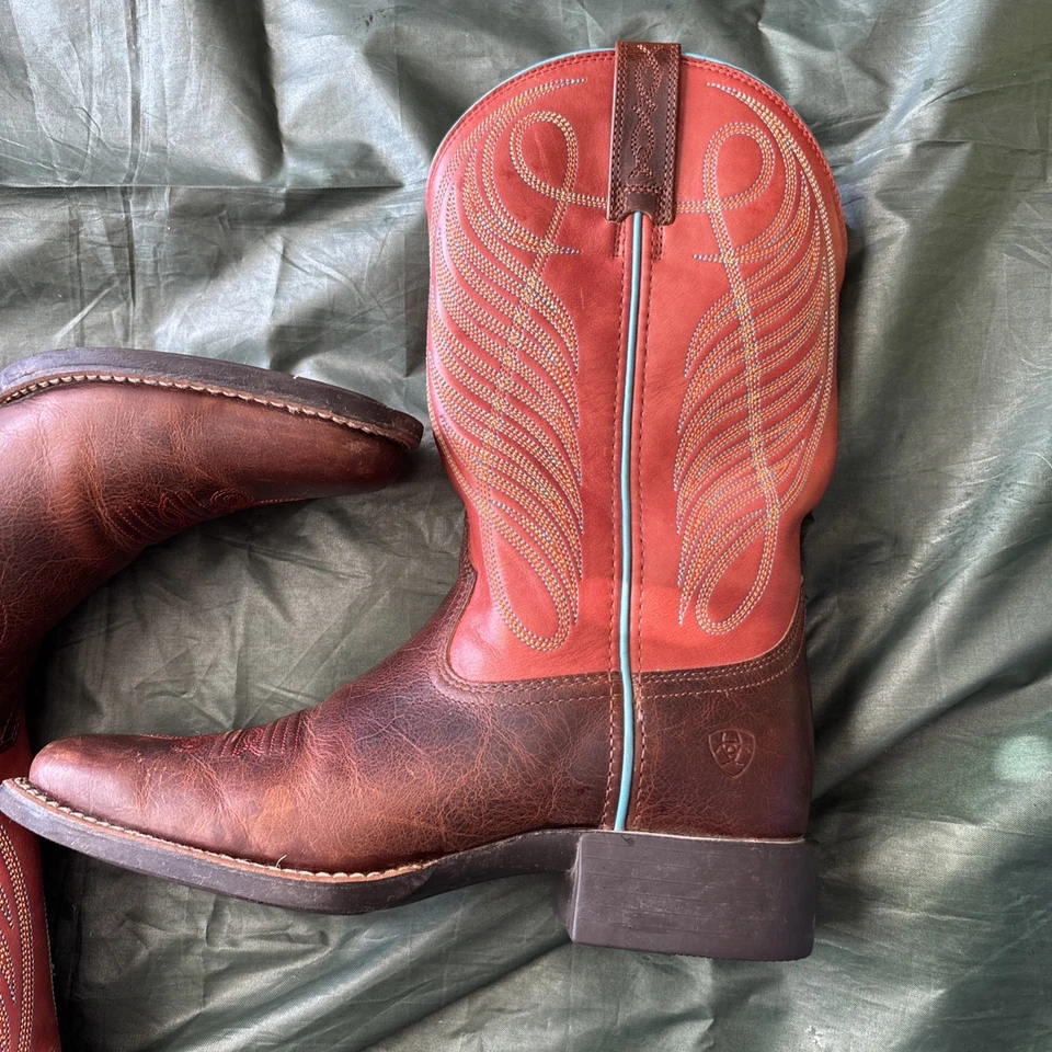 Ariat Western Womens Boots Round Up Wide Square Toe Western Brown Patina 7.5b - Image 3 of 4