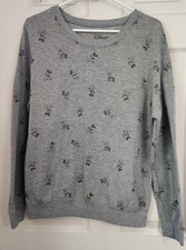 Disney Mickey Mouse All Over Print Gray Crewneck Sweatshirt Women's Size L C01