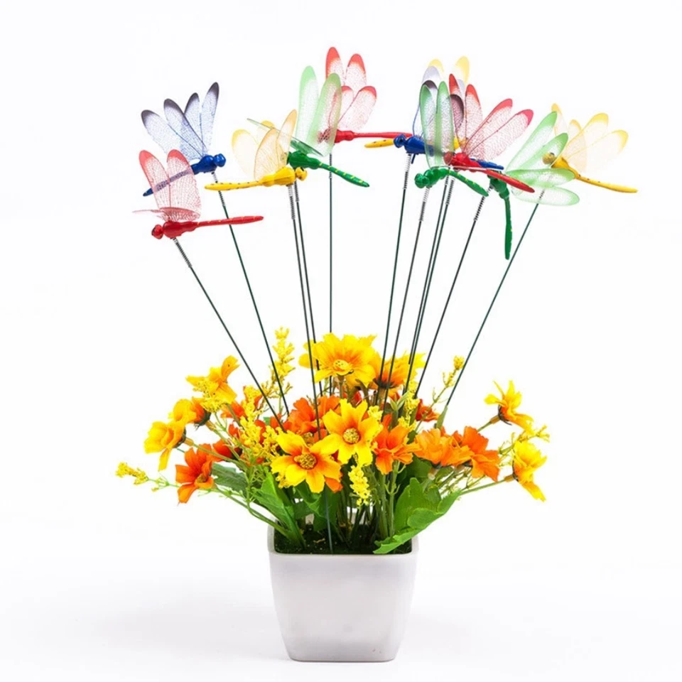 20X 3D Dragonfly Garden Stakes Ornaments for Outdoor Yard Flower Pot Decor 20PCS - Image 2 of 4