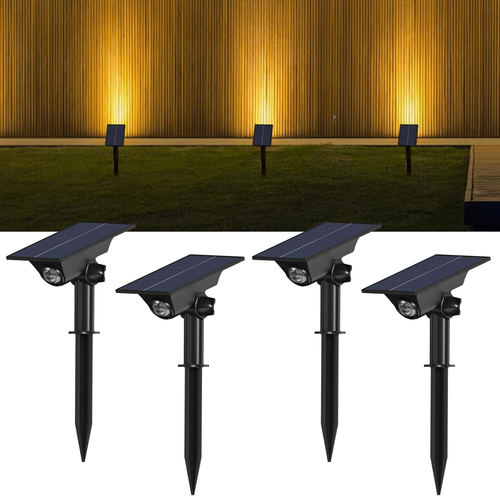 4 Pack Solar Power Spot Lights Outdoor Waterproof LED Dusk to Dawn Landscape Spo