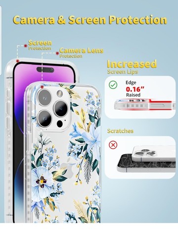 Case For iPhone 15 Pro Case with Blue Viola Cornuta Floral Design, Phone Cover - Picture 4 of 7