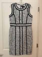 White and Black Form Fitting Dress for Work/Business fully lined