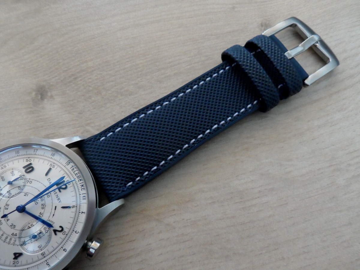 Blue Rubber Watch Strap for Dan Henry 1939 22 mm UK