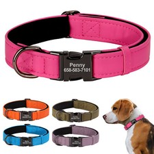 Personalised Dog Collar Soft Padded Adjustable Custom Engraved Metal Buckle S-L