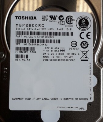 Toshiba MBF2600RC PN:CA07173-B41000CS SAS-2 600GB 6Gbps 10000RPM 2,5-Zoll HDD +MwSt
