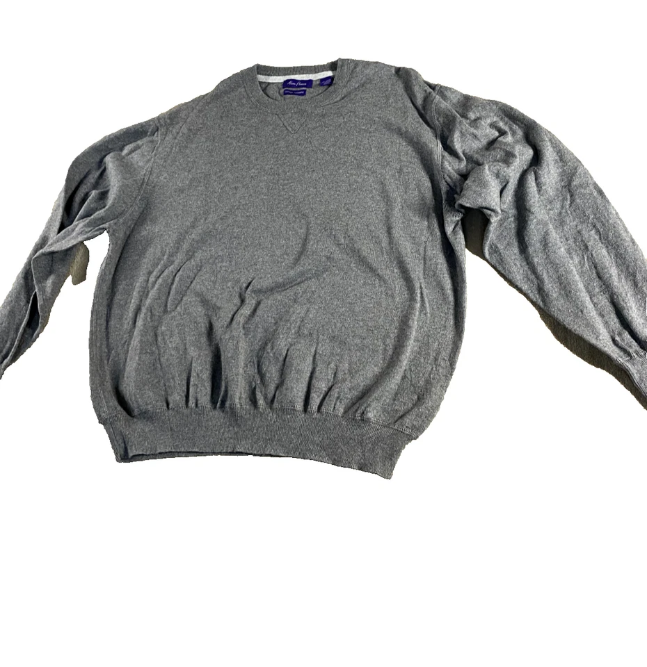 Suéter ALAN FLUSSER Para Hombre XXL Gris Manga Larga Algodón Cachemira Preppy Foto 3 de 4