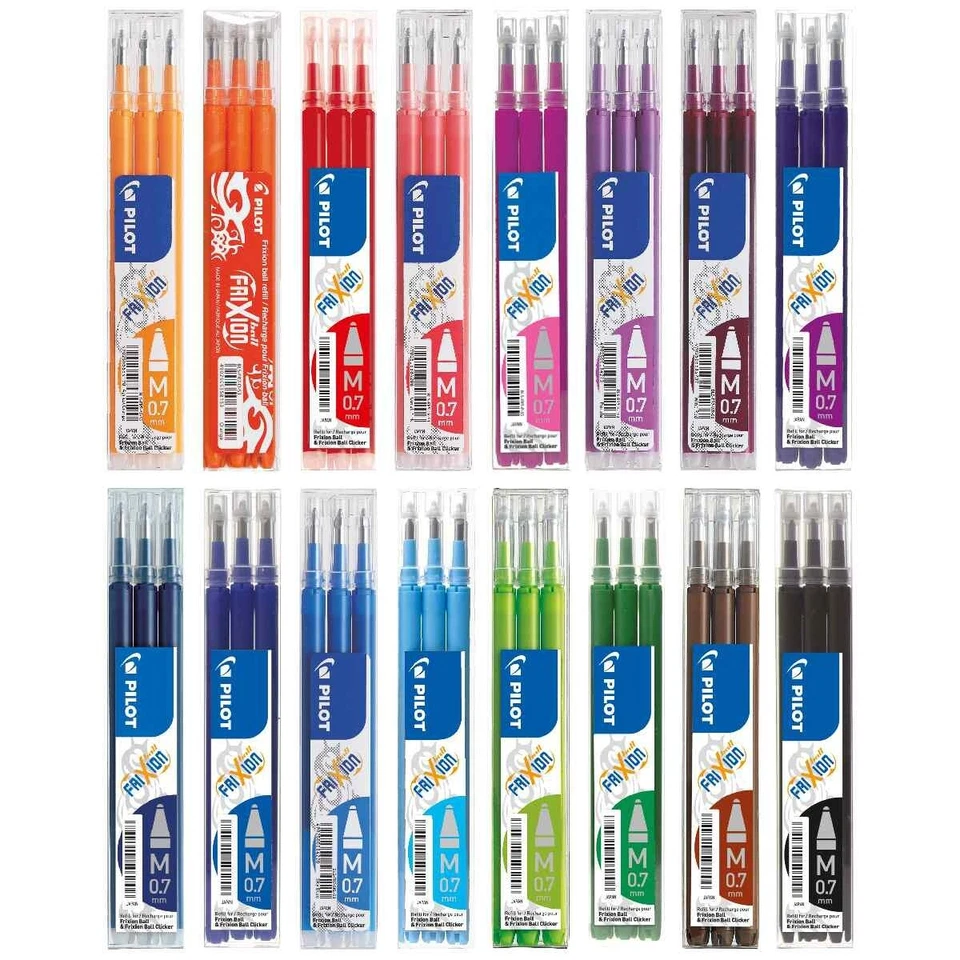 PILOT FriXion Ball Ersatzmine 0,7mm schwarz 3 Stück -SPARPACK- 16 Farben wählbar