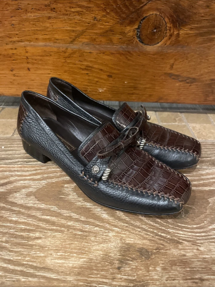 Mocasín de cuero cocodrilo en relieve Brighton Kent para mujer 7,5 sin cordones hecho en Brasil Foto 3 de 4