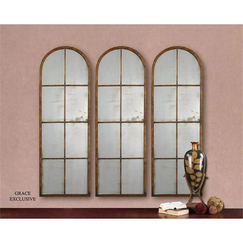 Uttermost Amiel Traditional Metal Arched Mirror in Maple Brown/Gold - Picture 2 of 5