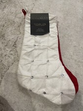 NWT Set Of 2 Rachel Zoe 8” X 22” Christmas Stockings White Red Rhinestone Glam