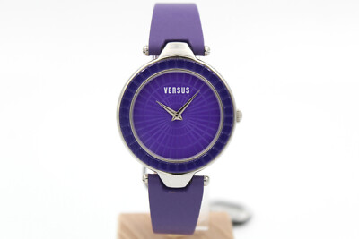 Neu Watch Lady VERSUS Versace Lila Lederarmband Quarz 3C7210 Cool 